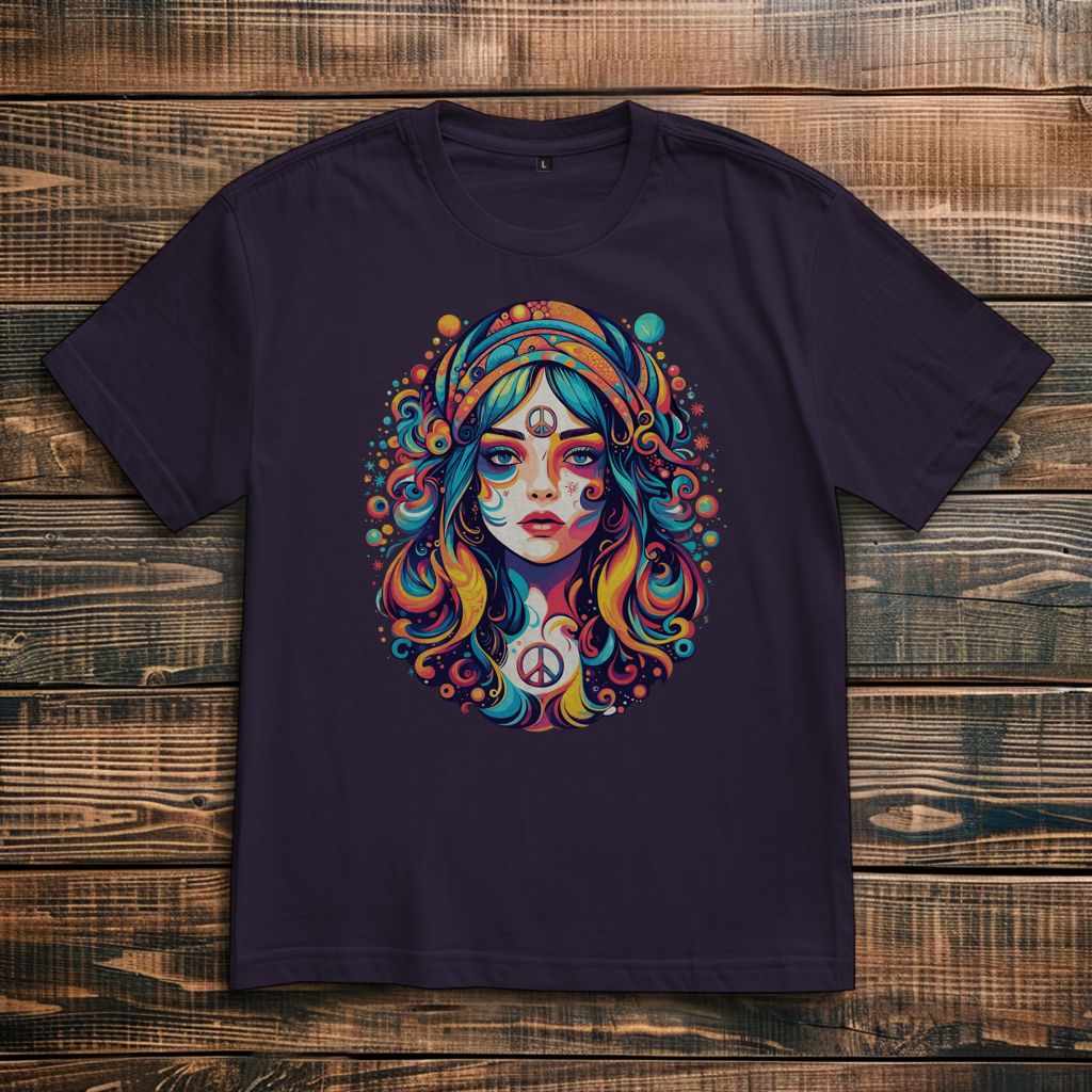 Oversize T-Shirt Peace Hippie Girl