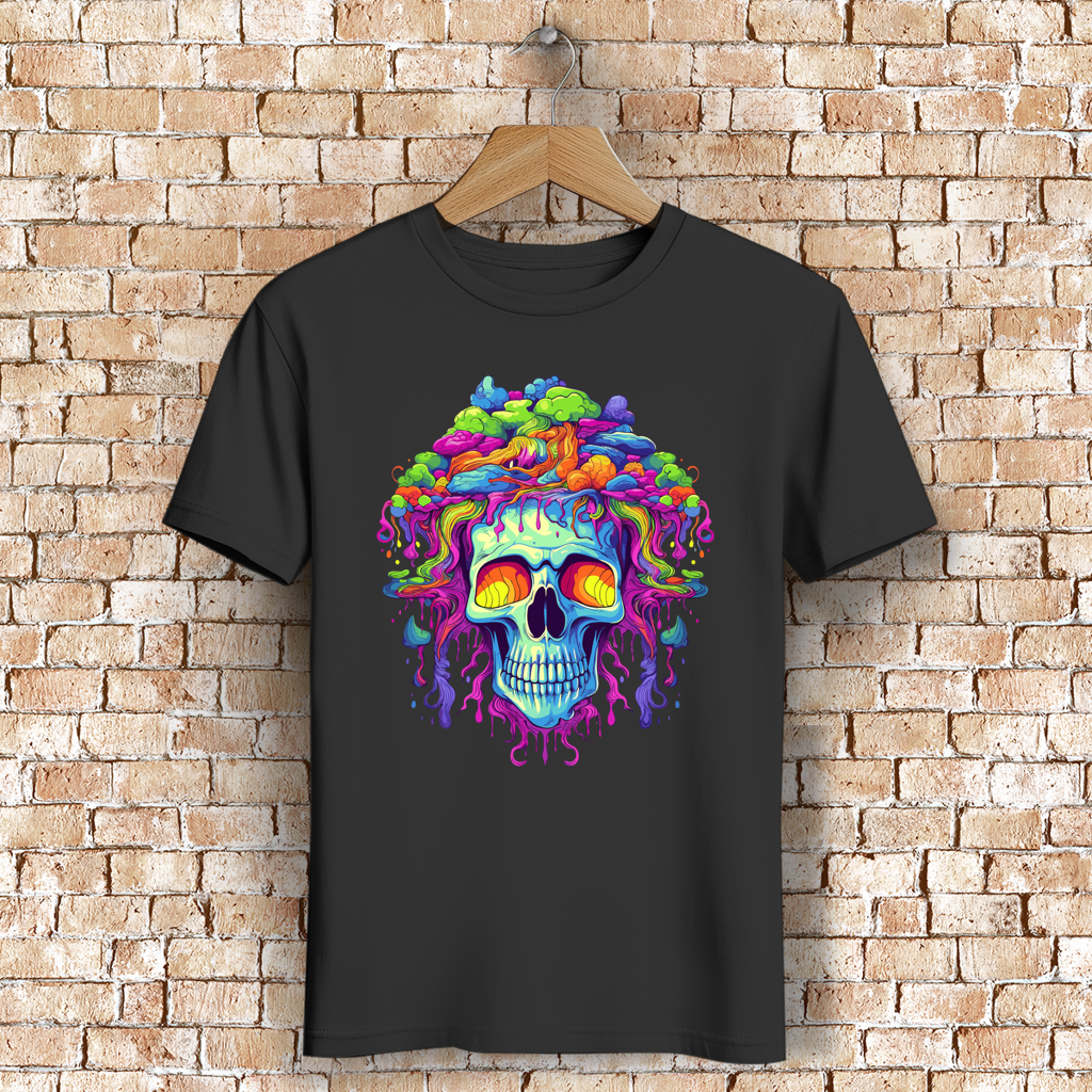 Herren Premium Bio T-Shirt Neon Drip Skull