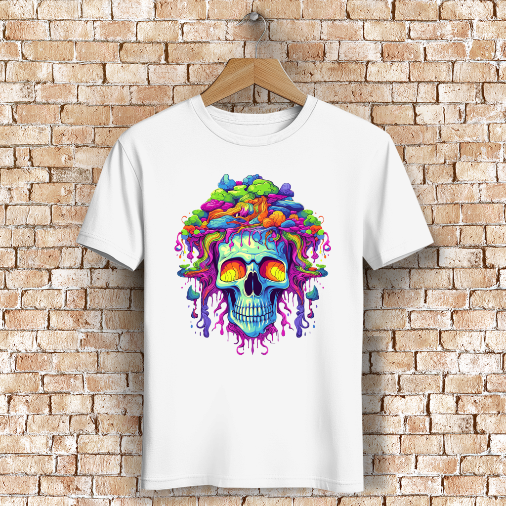Herren Premium Bio T-Shirt Neon Drip Skull