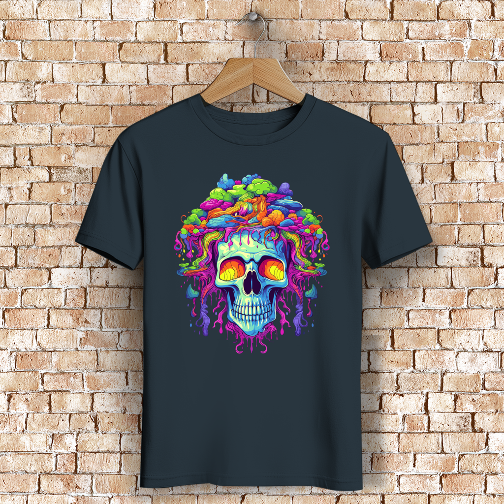 Herren Premium Bio T-Shirt Neon Drip Skull