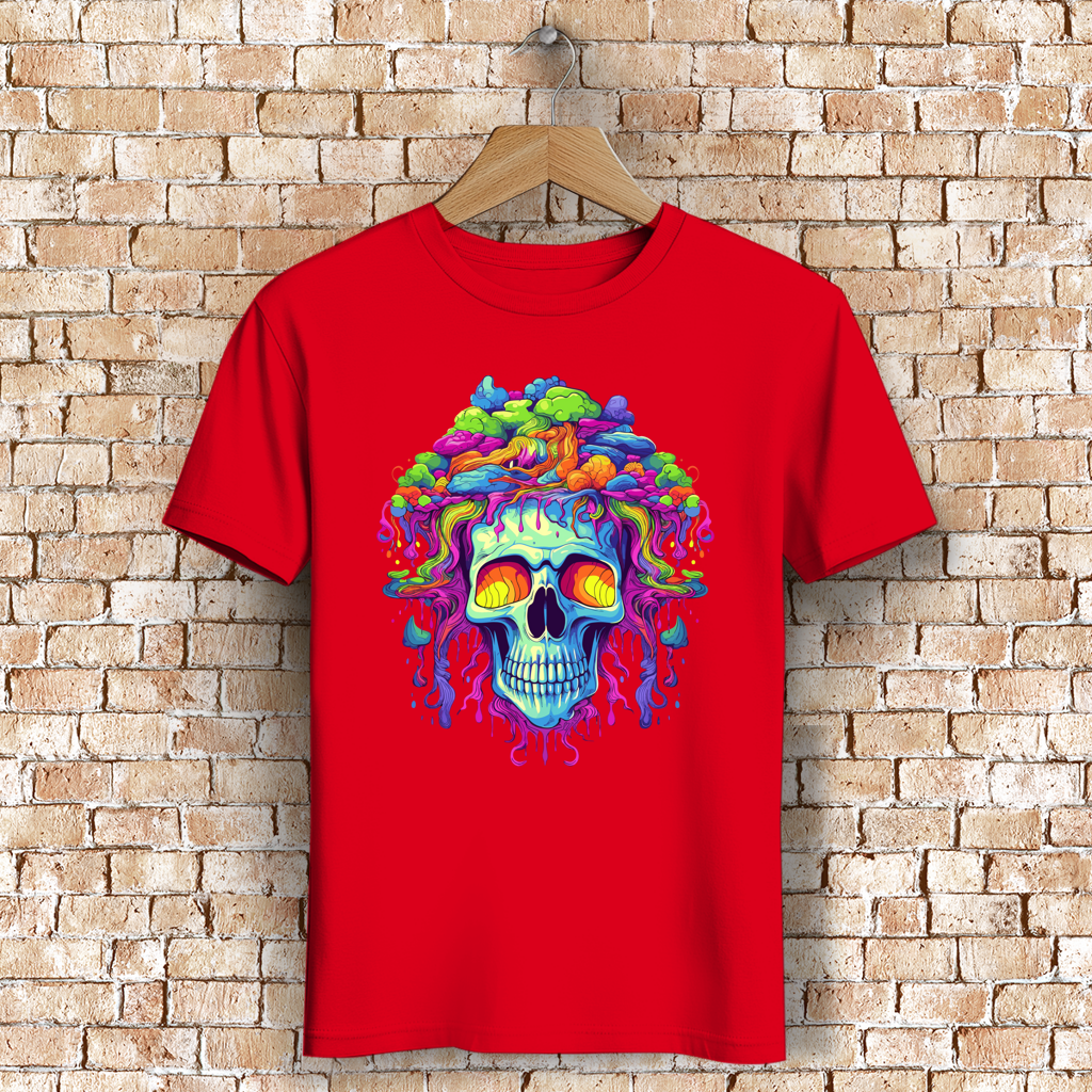 Herren Premium Bio T-Shirt Neon Drip Skull