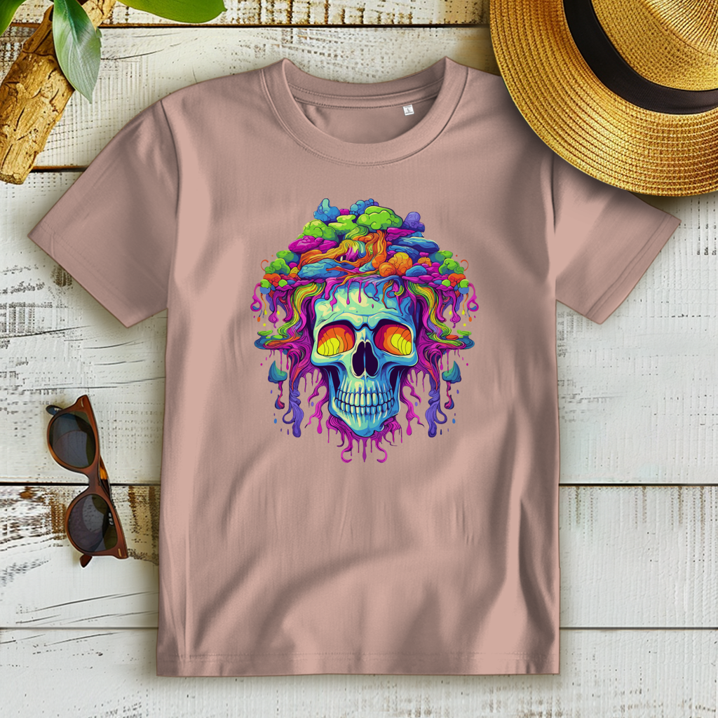 Damen Premium Bio T-Shirt Neon Drip Skull