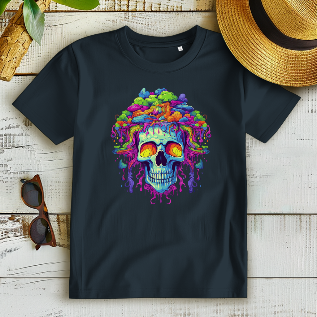 Damen Premium Bio T-Shirt Neon Drip Skull