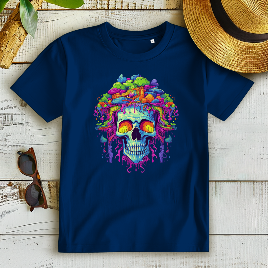 Damen Premium Bio T-Shirt Neon Drip Skull