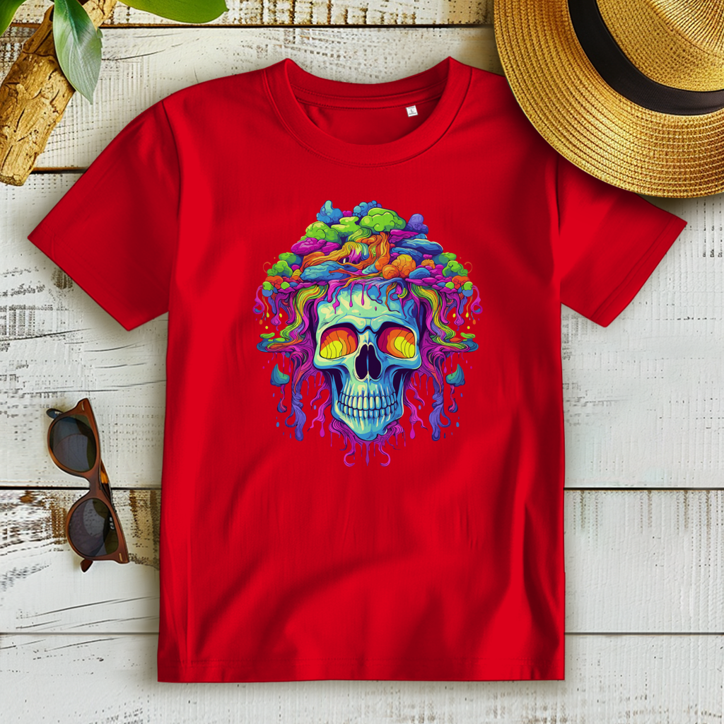 Damen Premium Bio T-Shirt Neon Drip Skull