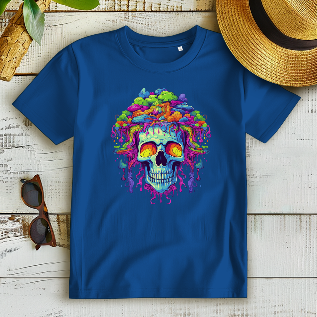 Damen Premium Bio T-Shirt Neon Drip Skull