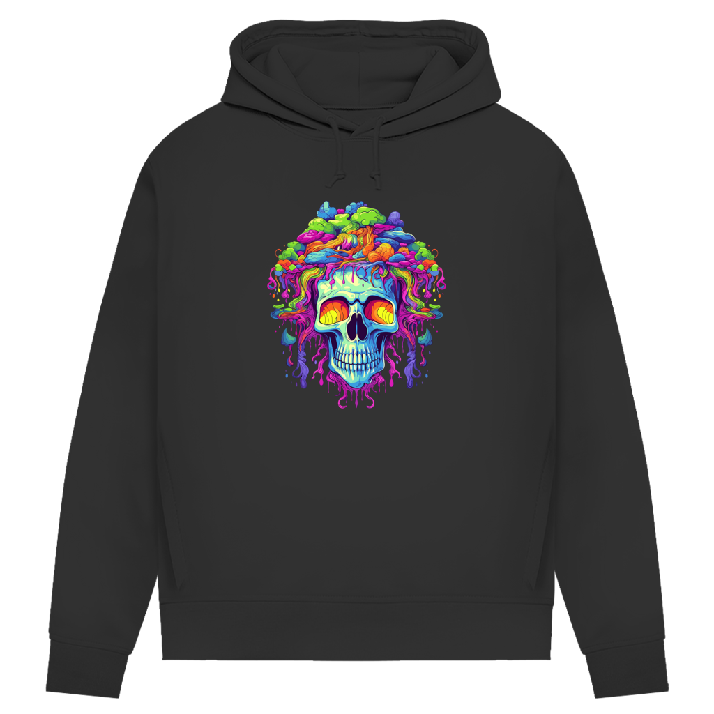 Damen Premium Bio Hoodie Neon Drip Skull
