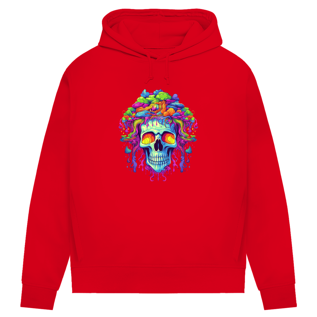 Damen Premium Bio Hoodie Neon Drip Skull