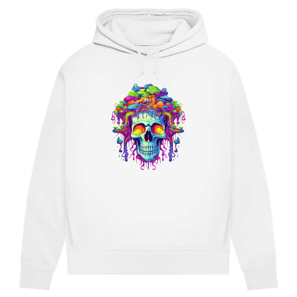 Damen Premium Bio Hoodie Neon Drip Skull