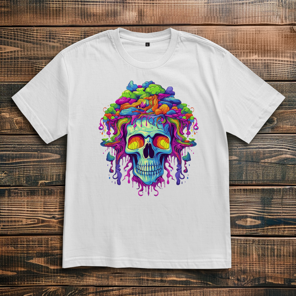 Oversize T-Shirt Neon Drip Skull