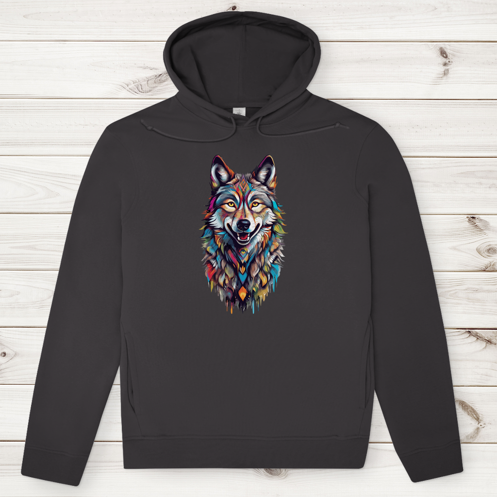 Herren Premium Bio Hoodie Colorful Wolf