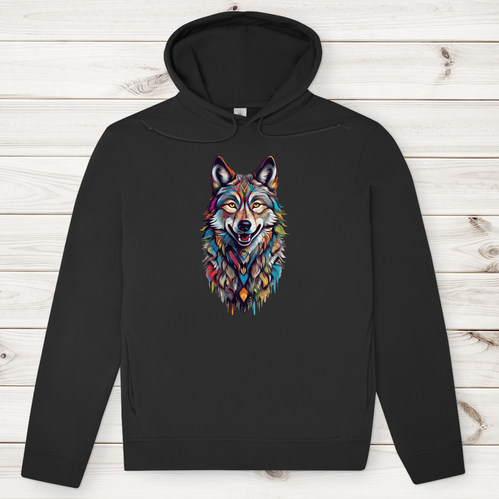 Herren Premium Bio Hoodie Colorful Wolf