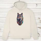 Herren Premium Bio Hoodie Colorful Wolf