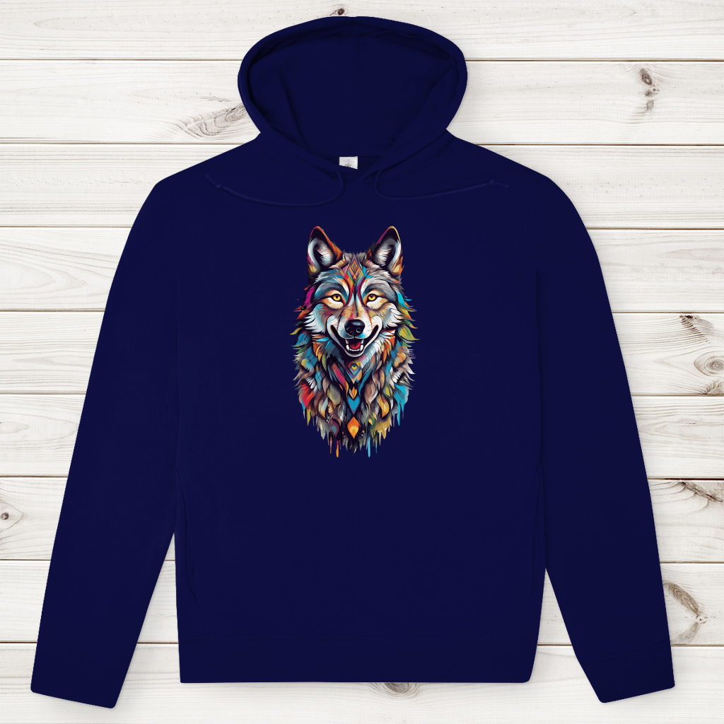 Herren Premium Bio Hoodie Colorful Wolf