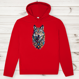 Herren Premium Bio Hoodie Colorful Wolf