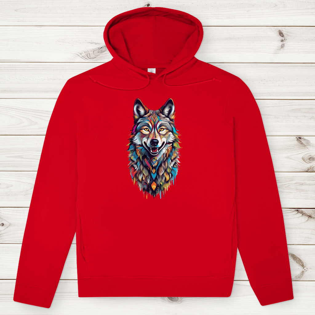 Herren Premium Bio Hoodie Colorful Wolf