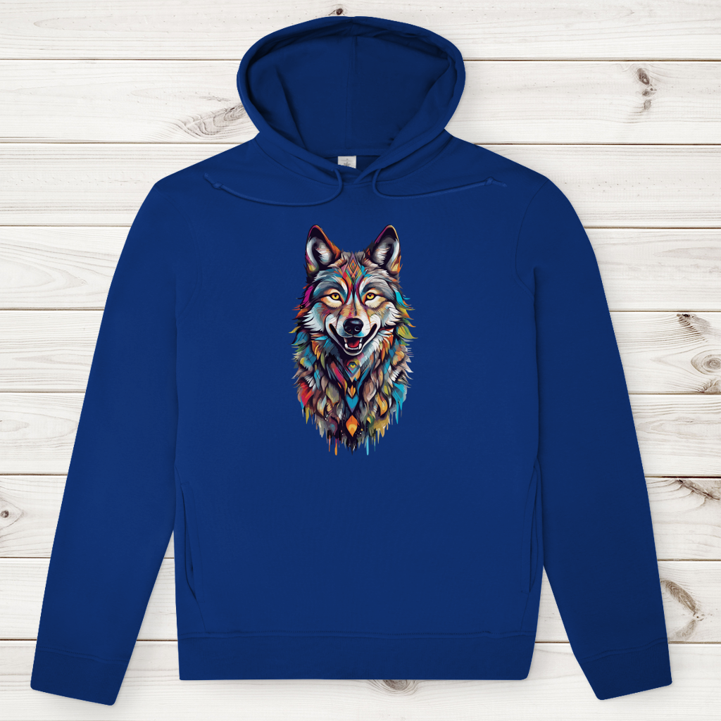 Herren Premium Bio Hoodie Colorful Wolf
