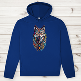 Herren Premium Bio Hoodie Colorful Wolf
