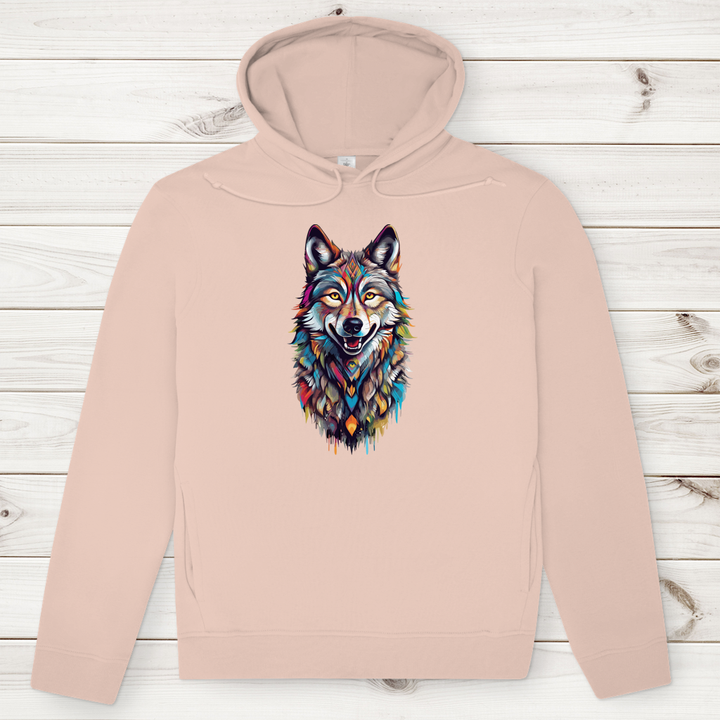 Herren Premium Bio Hoodie Colorful Wolf