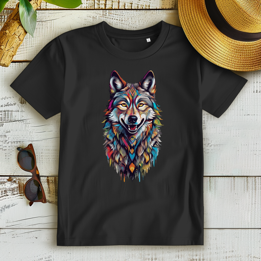 Damen Premium Bio T-Shirt Colorful Wolf