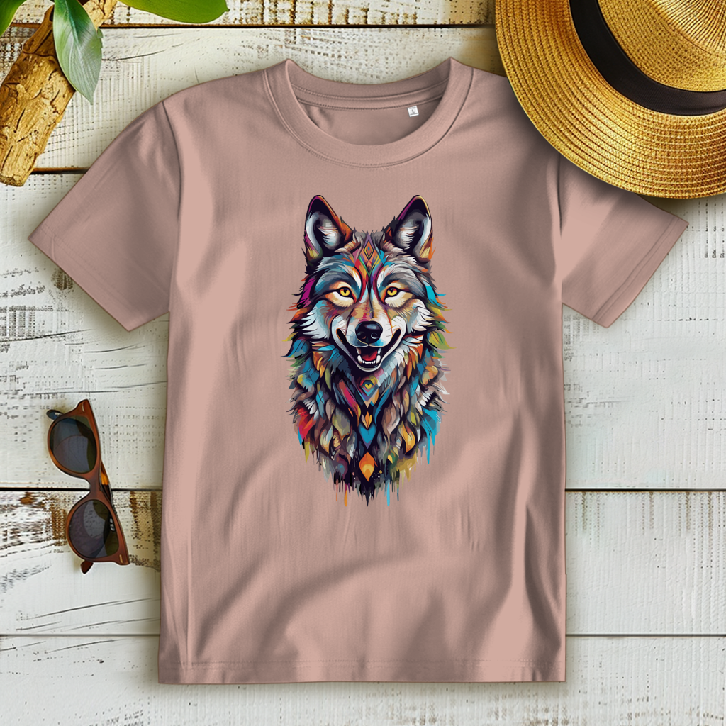Damen Premium Bio T-Shirt Colorful Wolf