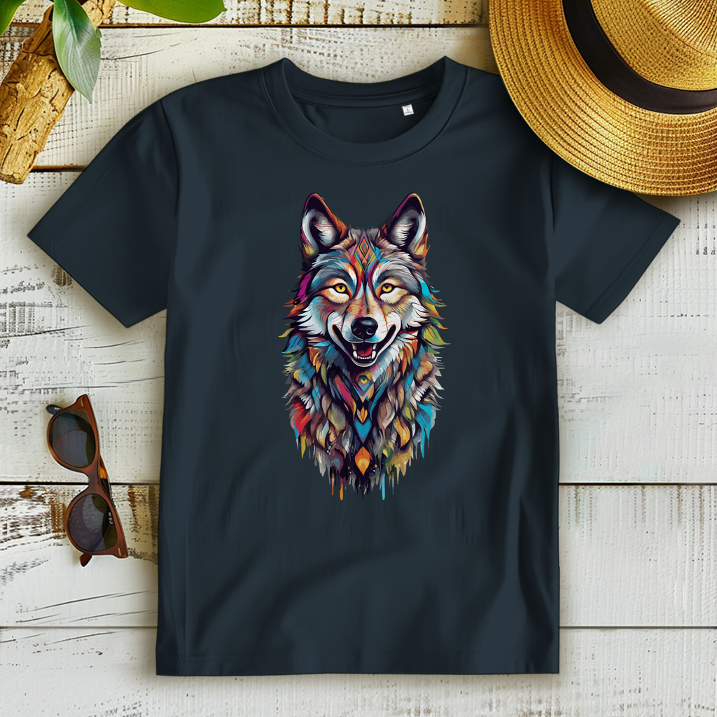 Damen Premium Bio T-Shirt Colorful Wolf