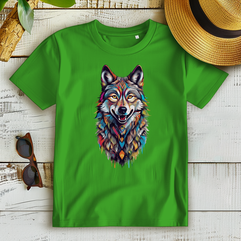 Damen Premium Bio T-Shirt Colorful Wolf
