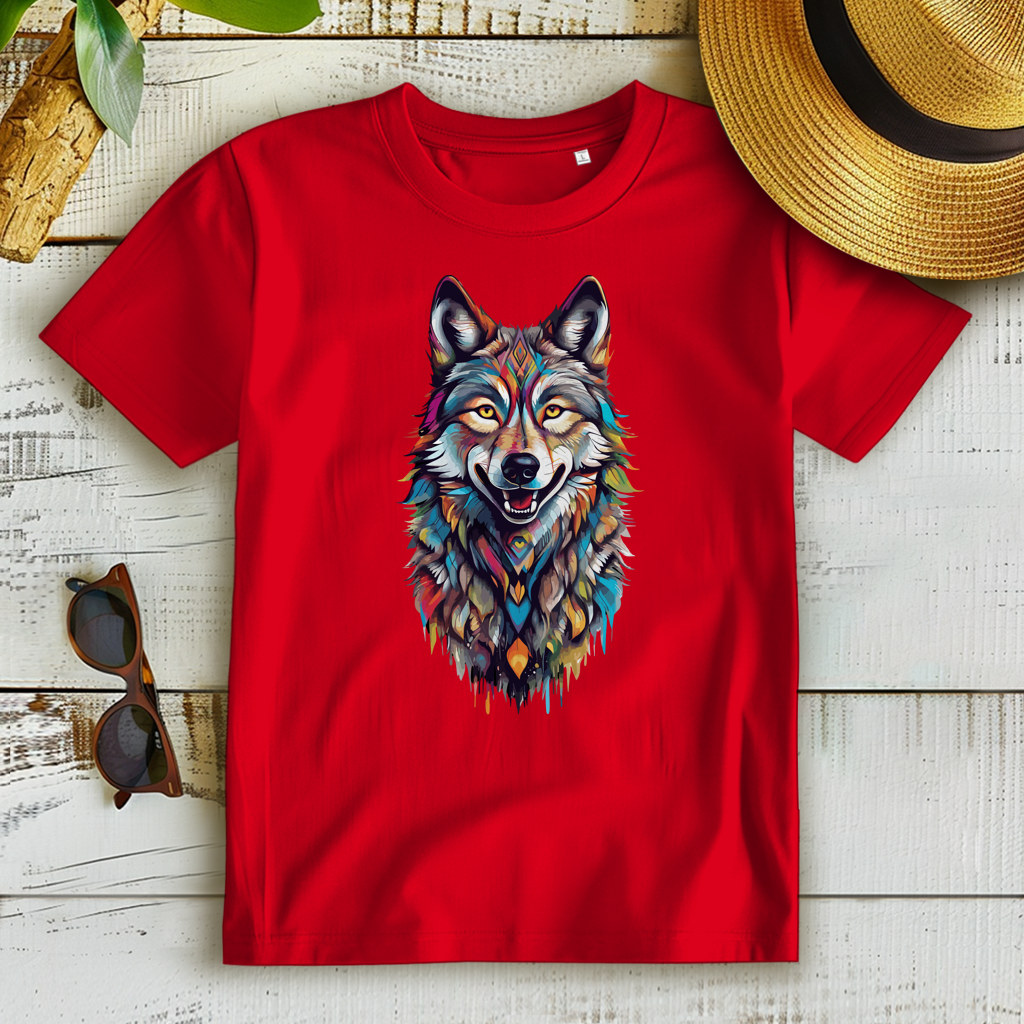 Damen Premium Bio T-Shirt Colorful Wolf
