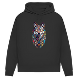 Damen Premium Bio Hoodie Colorful Wolf