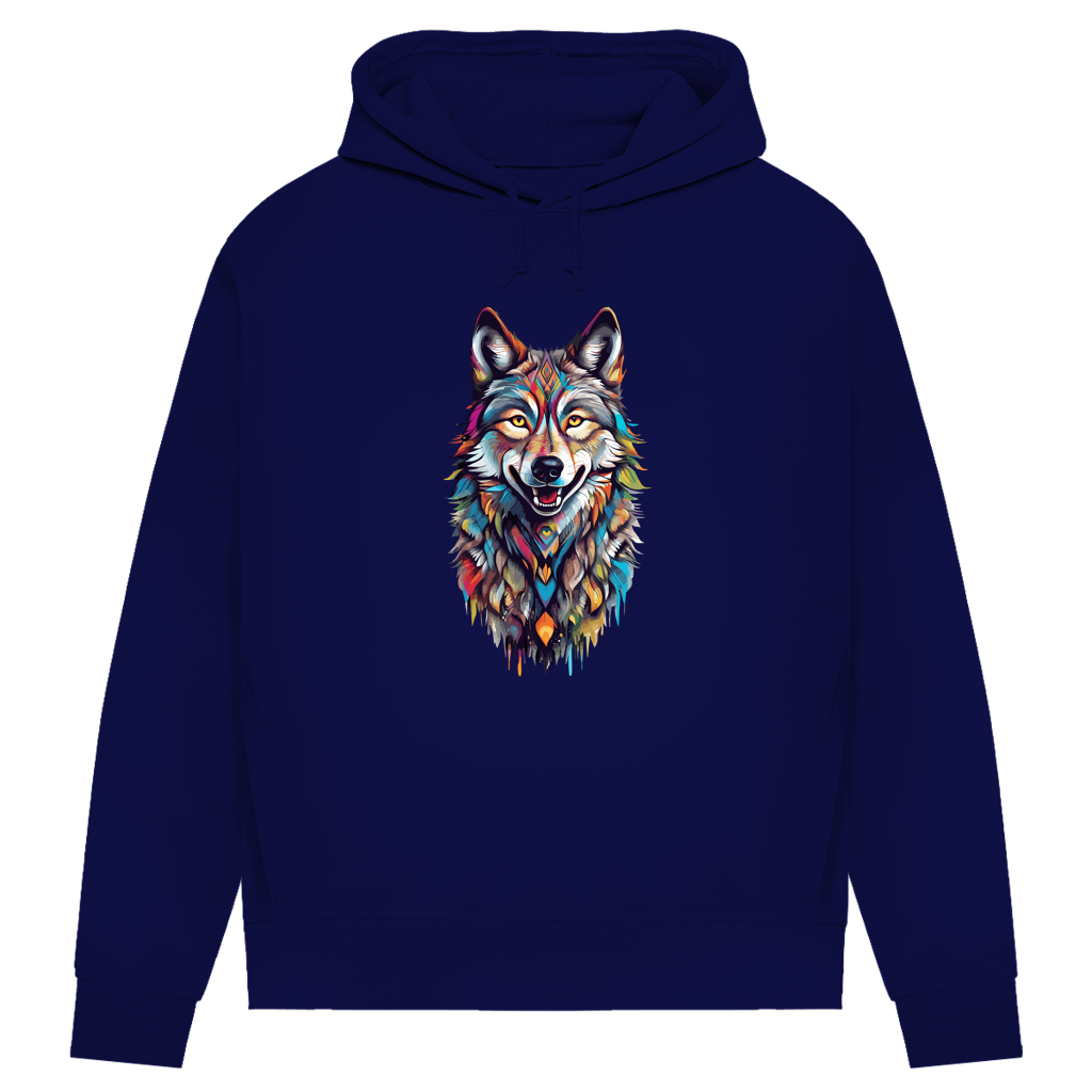 Damen Premium Bio Hoodie Colorful Wolf