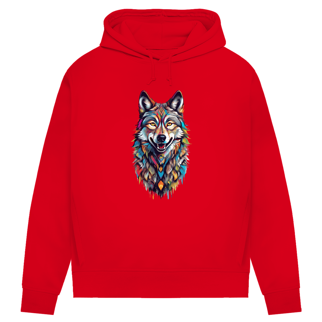 Damen Premium Bio Hoodie Colorful Wolf