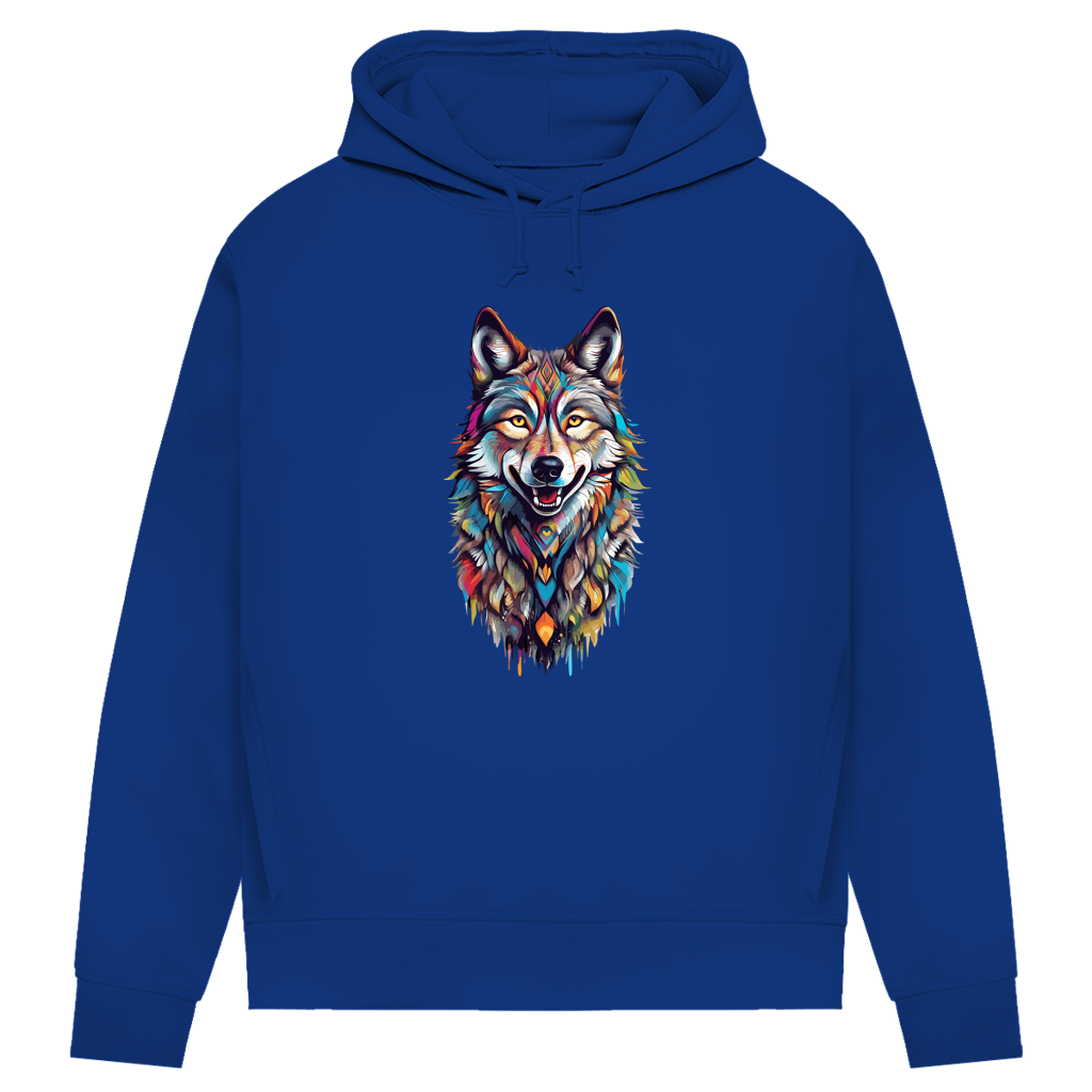 Damen Premium Bio Hoodie Colorful Wolf