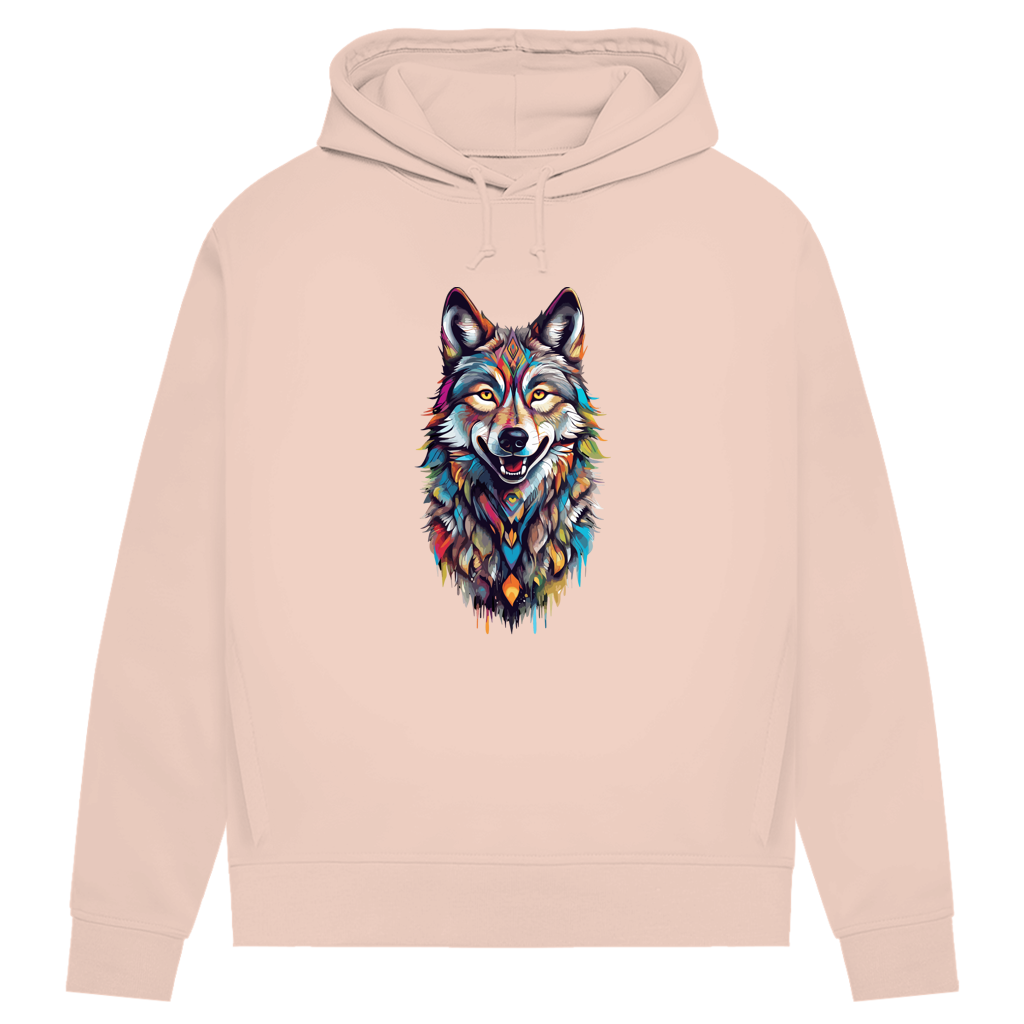 Damen Premium Bio Hoodie Colorful Wolf