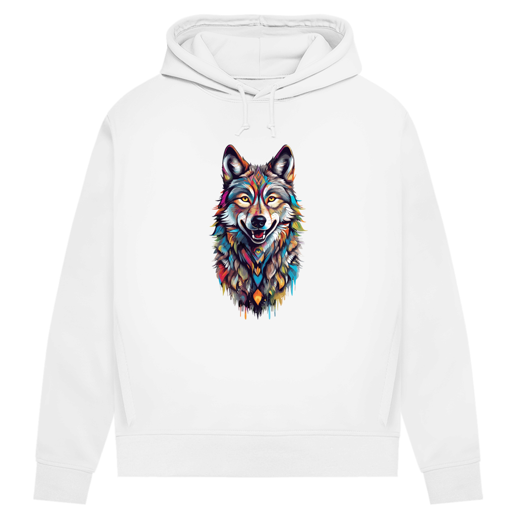 Damen Premium Bio Hoodie Colorful Wolf