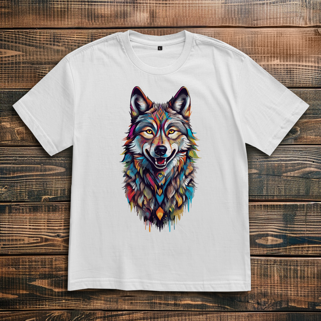 Oversize T-Shirt Colorful Wolf
