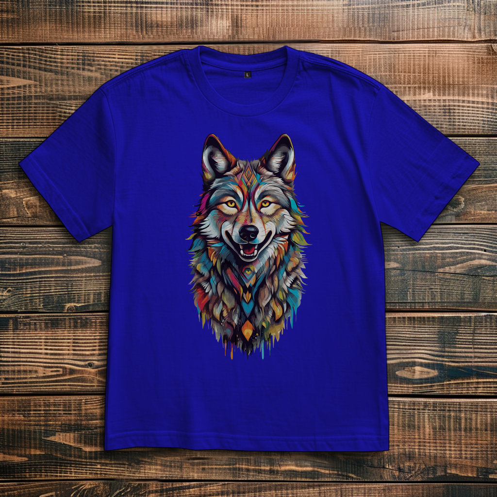 Oversize T-Shirt Colorful Wolf