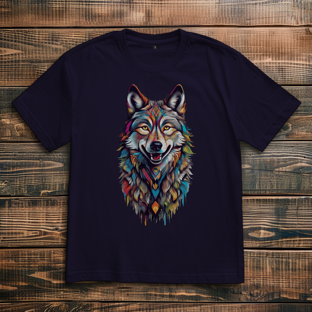 Oversize T-Shirt Colorful Wolf