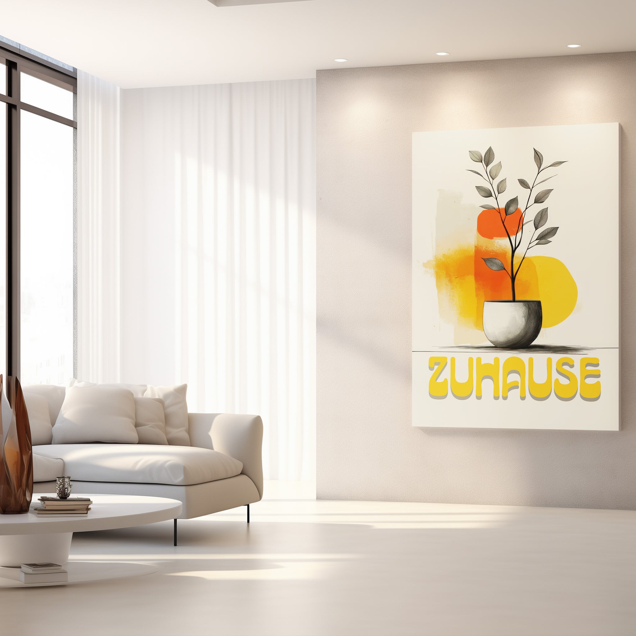 Zuhause ist ein Gefühl | Moderne Wohnraum Leinwand Kunst