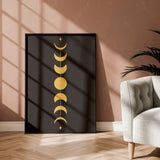 Mondphasen Gold | Gerahmtes Poster Minimal Art