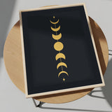 Mondphasen Gold | Gerahmtes Poster Minimal Art