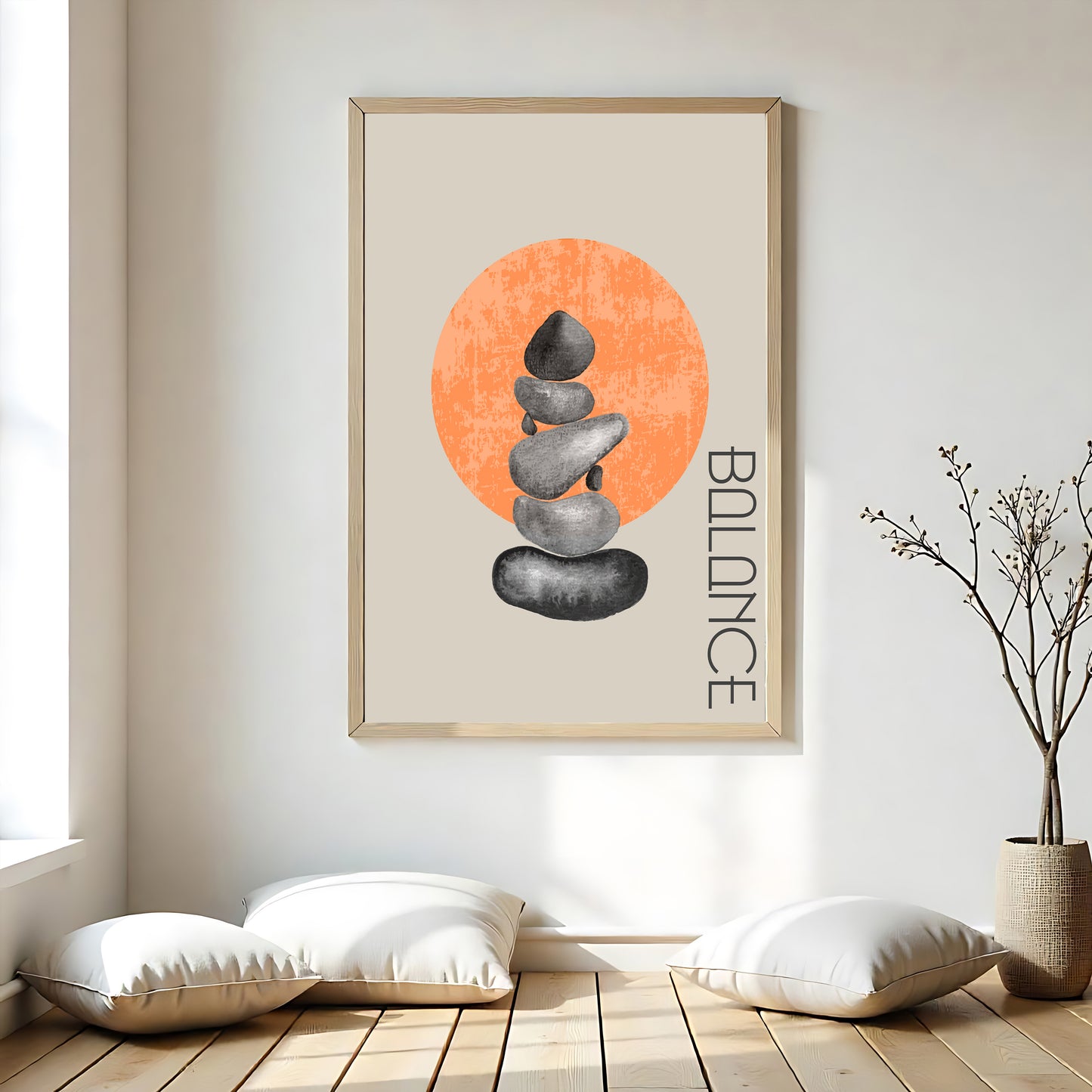 Balance Steine | Gerahmtes Poster Minimal Art
