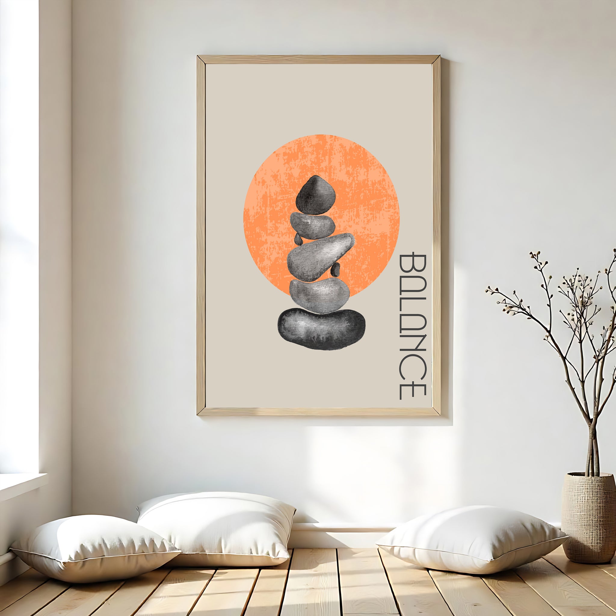 Balance Steine | Gerahmtes Poster Minimal Art