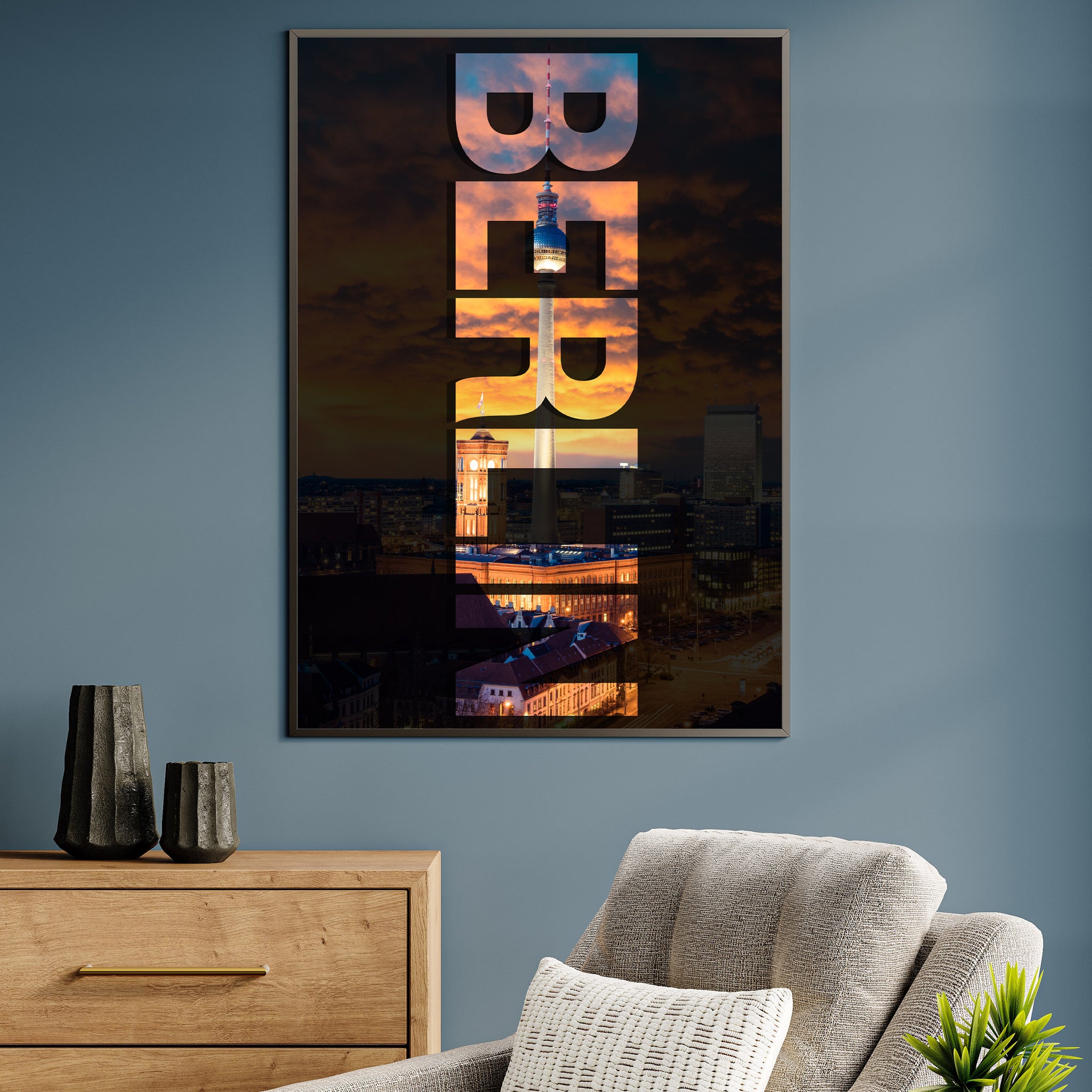 Berlin Skyline | Gerahmtes Poster Modern City Art