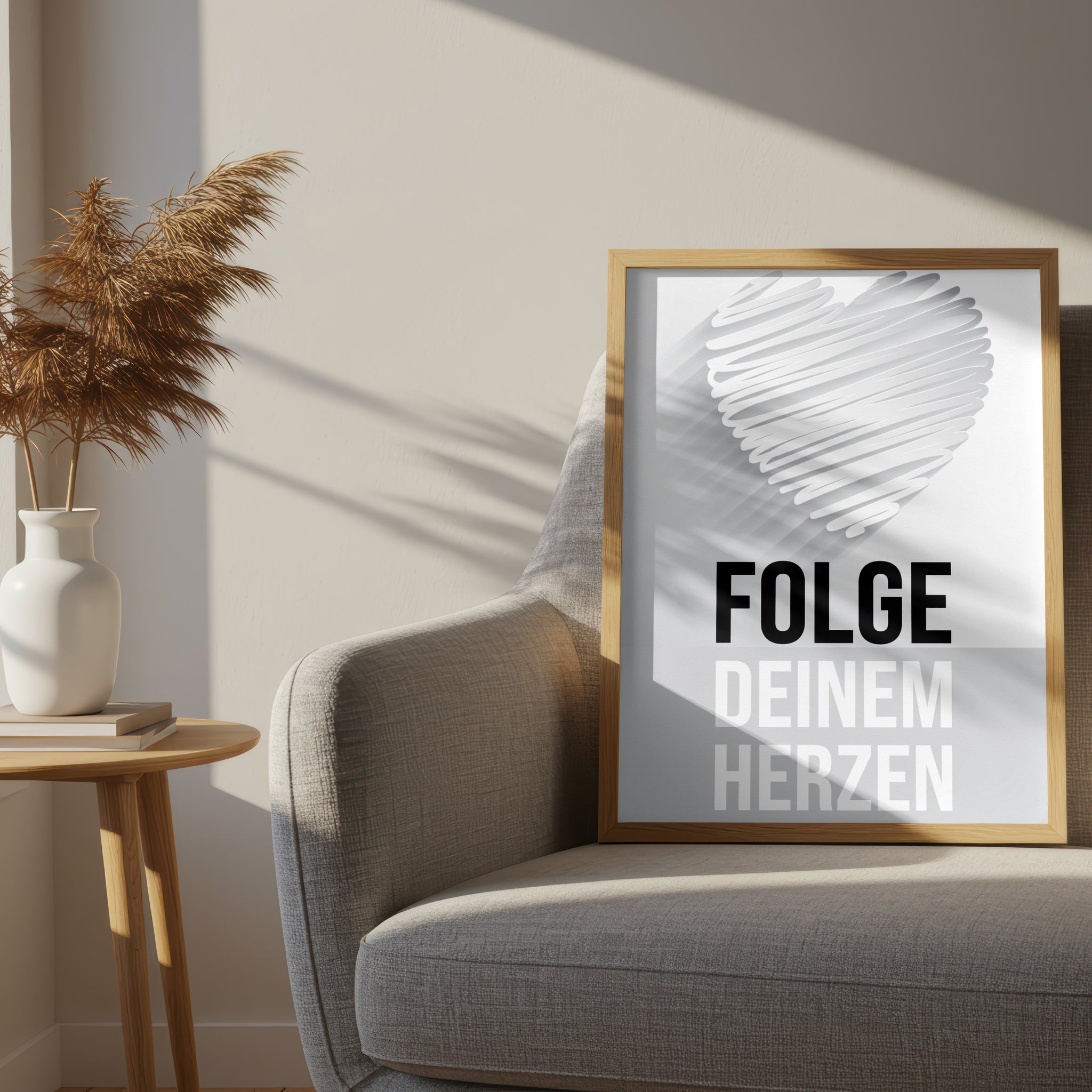 Folge Deinem Herzen | Gerahmtes Poster Typografie