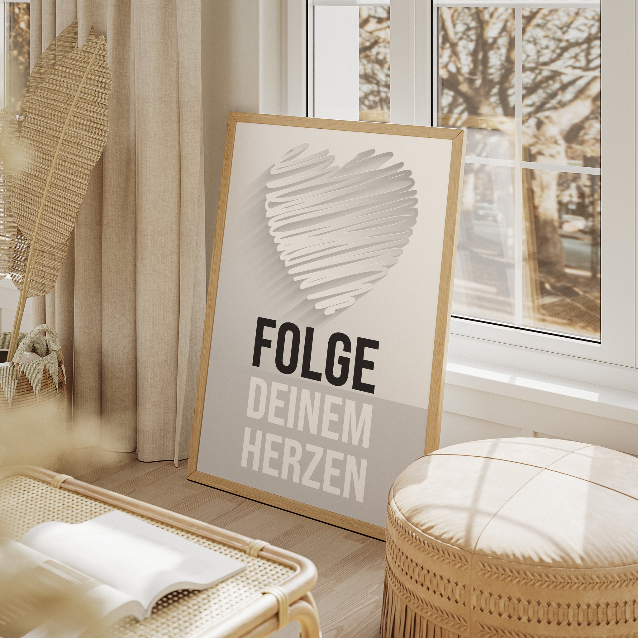 Folge Deinem Herzen | Gerahmtes Poster Typografie