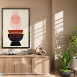 Glück hilft dem Mutigen | Gerahmtes Poster Typografie