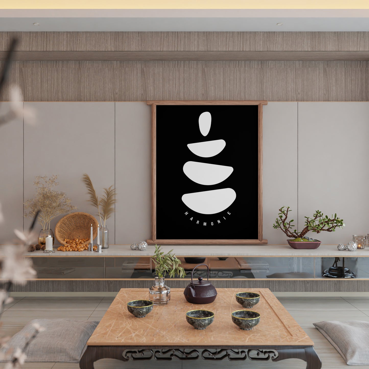 Harmonie Zen | Gerahmtes Poster Minimal Art