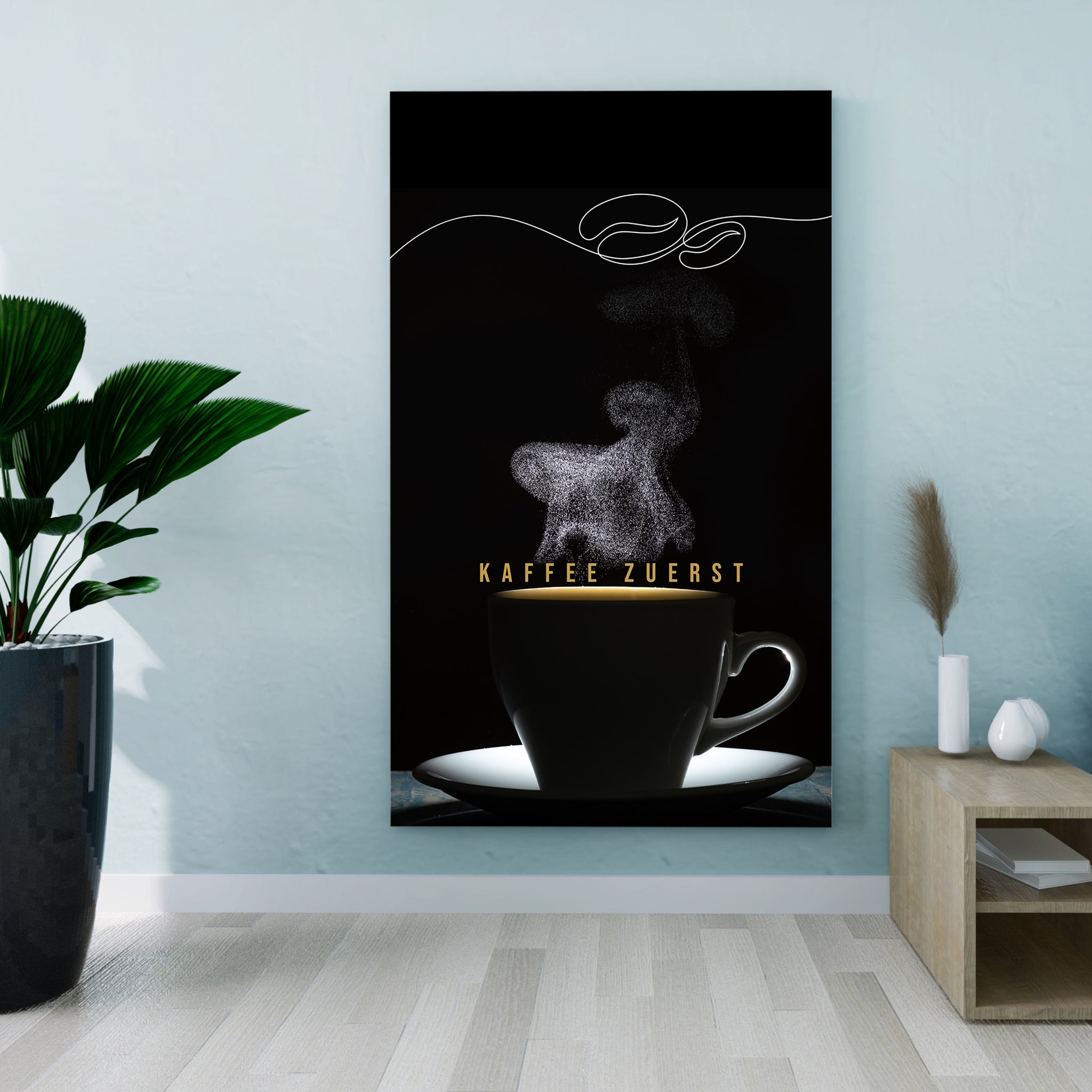 Kaffee Zuerst | Leinwandbild Coffee Art