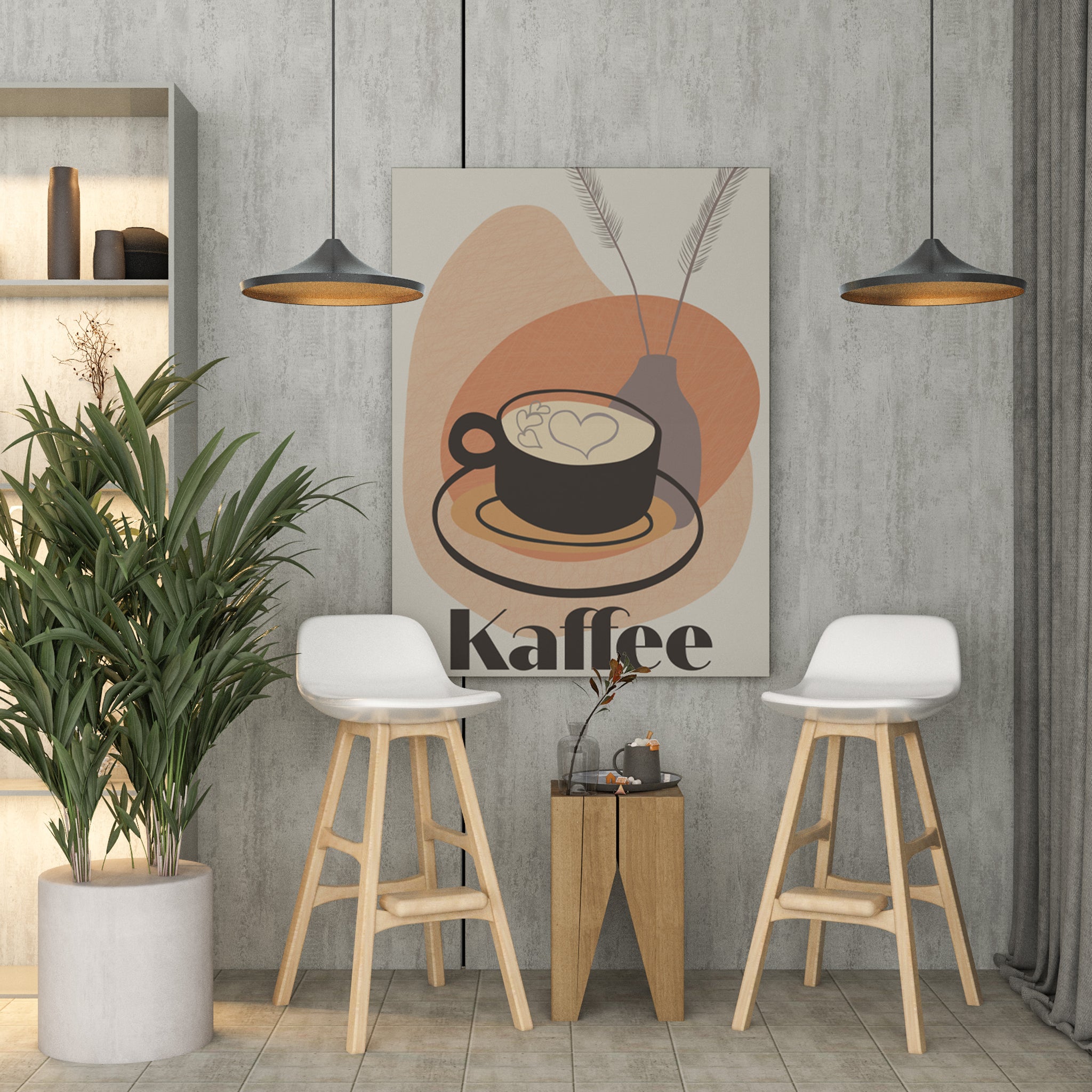 Kaffee Liebe | Leinwandbild Minimal Art