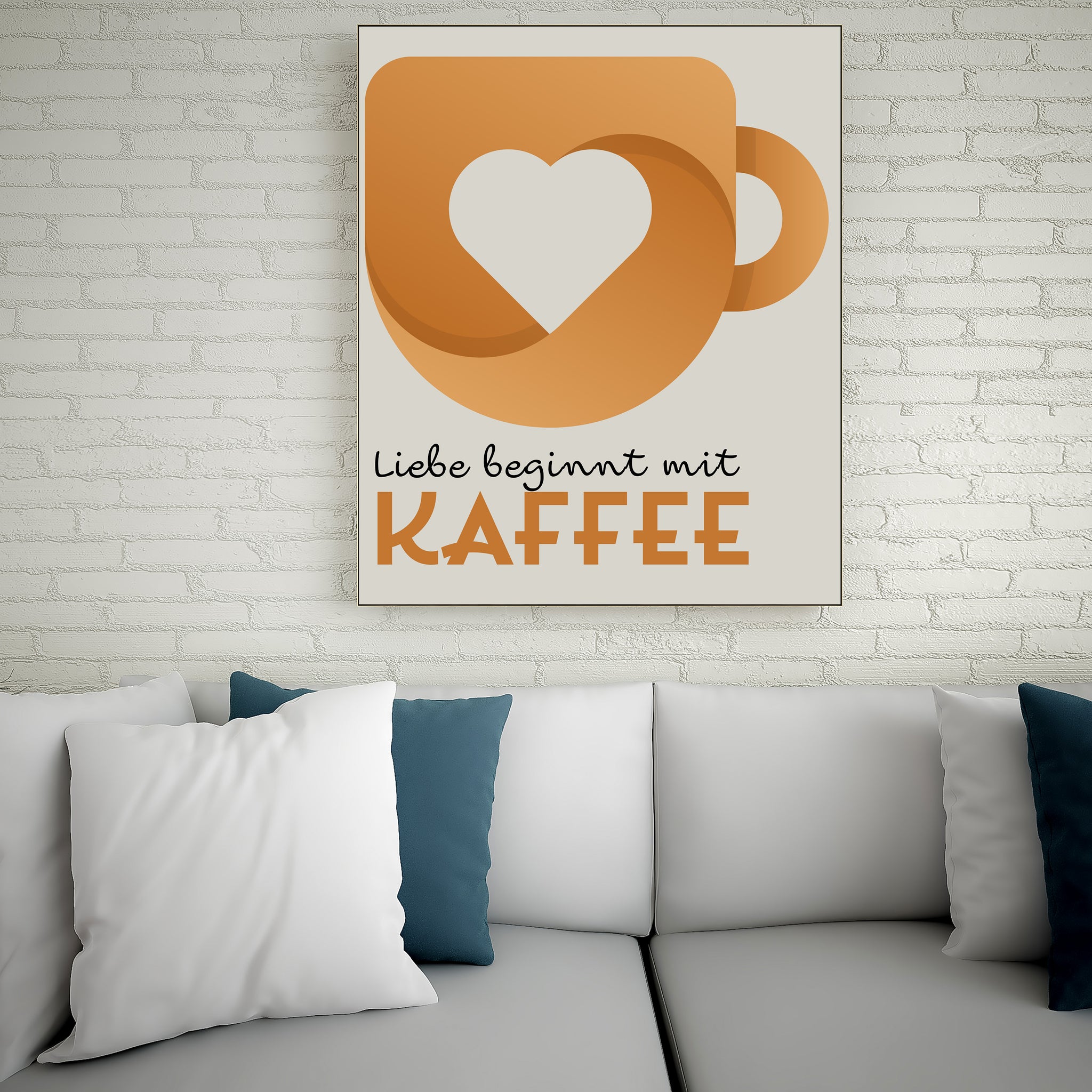 Liebe beginnt mit Kaffee | Leinwandbild Coffee Quote